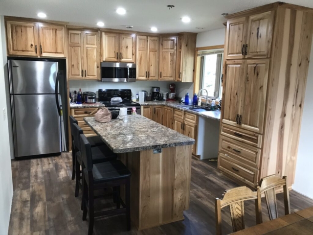 Rustic hickory kitchen with island